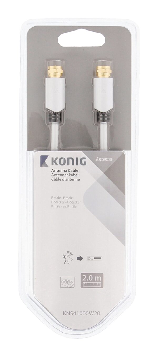 Cäble coaxial antenne Konig Male - Male 2m Blanc